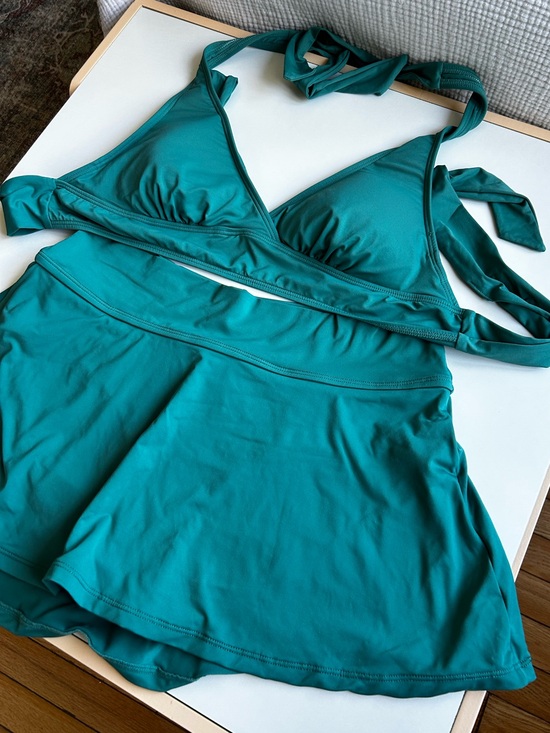 Anne Cole Other - Anne Cole Bikini SET Halter Top Skirt Bottom Teal Green Size Large
